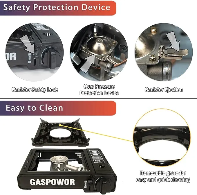 1-Burner Butane Stove,10000 BTU Single Burner with Carry Case,Automatic ignition Camping Stove,Portable Gas Stove,Precise Flame Control,Camp Stove for Outdoor Cooking, Camping,RV