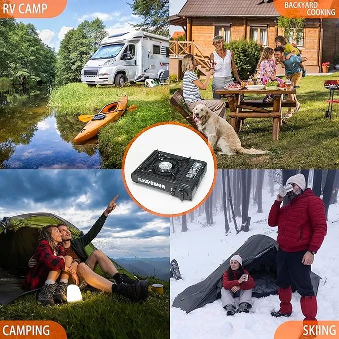 1-Burner Butane Stove,10000 BTU Single Burner with Carry Case,Automatic ignition Camping Stove,Portable Gas Stove,Precise Flame Control,Camp Stove for Outdoor Cooking, Camping,RV