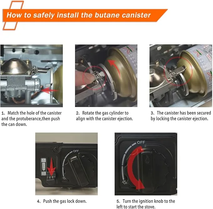 1-Burner Butane Stove,10000 BTU Single Burner with Carry Case,Automatic ignition Camping Stove,Portable Gas Stove,Precise Flame Control,Camp Stove for Outdoor Cooking, Camping,RV