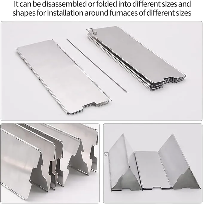 10/12/14/16 Plates Stove Windscreen, Aluminum Stove Windshield with Drawstring Bag, for Camping, Butane Stoves(10 Plates)