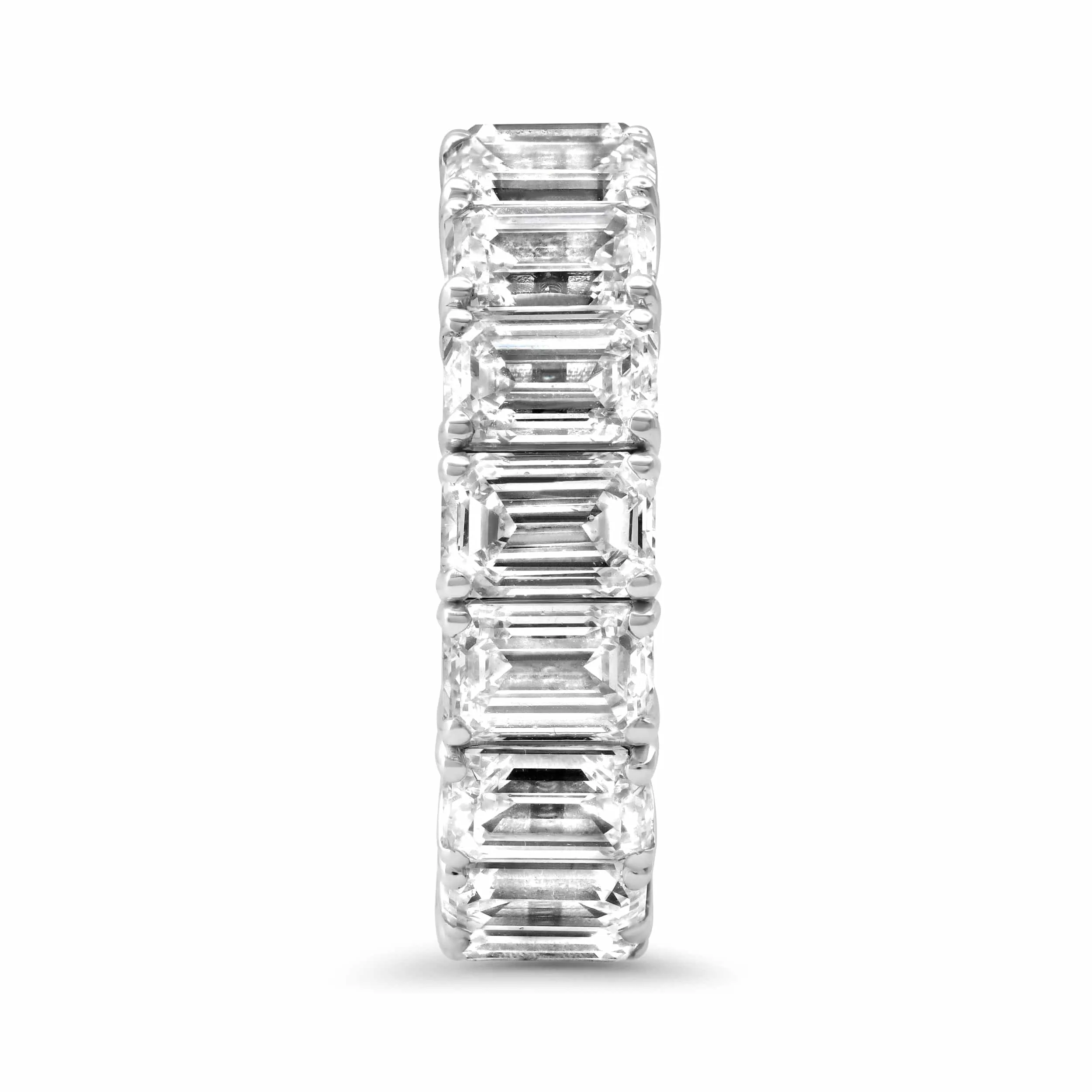 18K Gold Stretch Emerald Cut Diamond Eternity Rings
