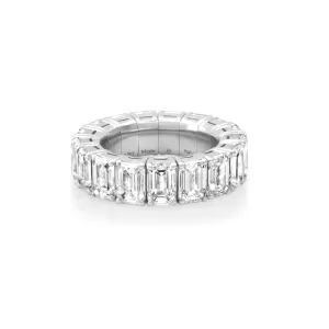 18K Gold Stretch Emerald Cut Diamond Eternity Rings