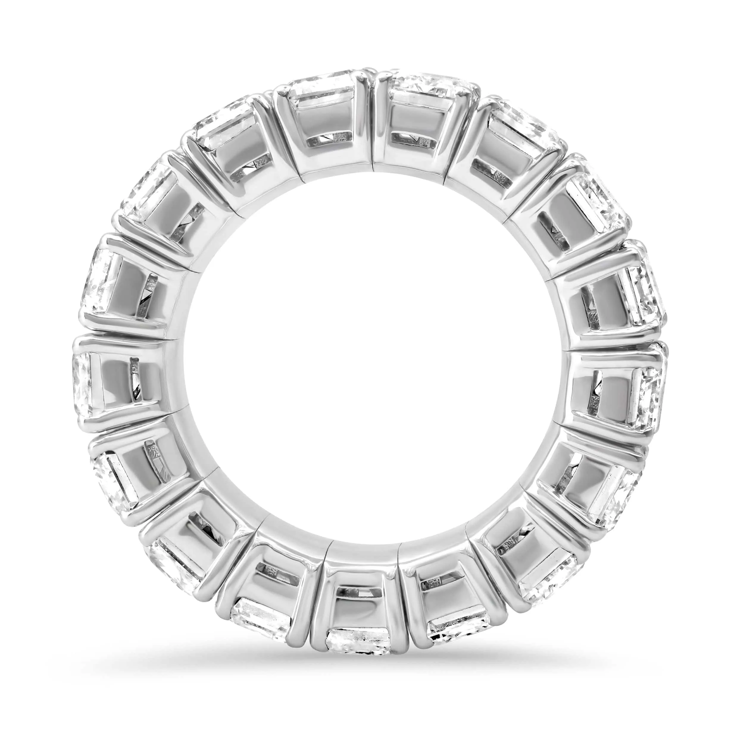 18K Gold Stretch Emerald Cut Diamond Eternity Rings