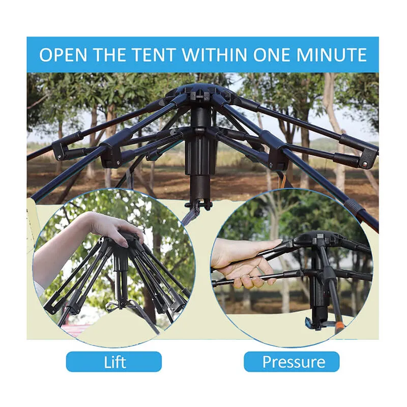 4 Person Green & Beige Double Layer Outdoor Dome Tent - 90.6"L