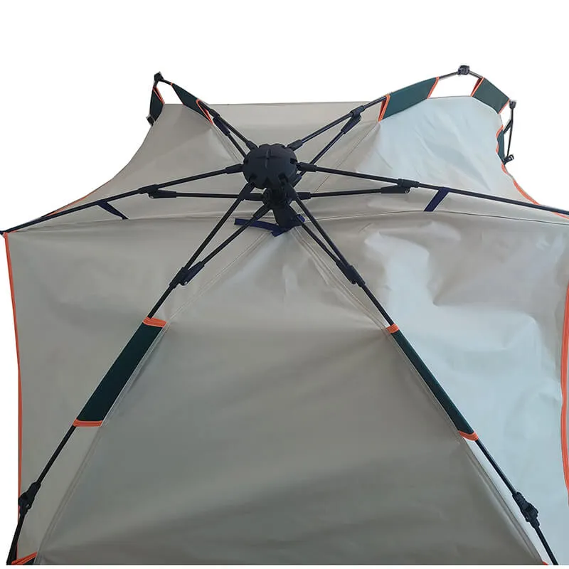 4 Person Green & Beige Double Layer Outdoor Dome Tent - 90.6"L
