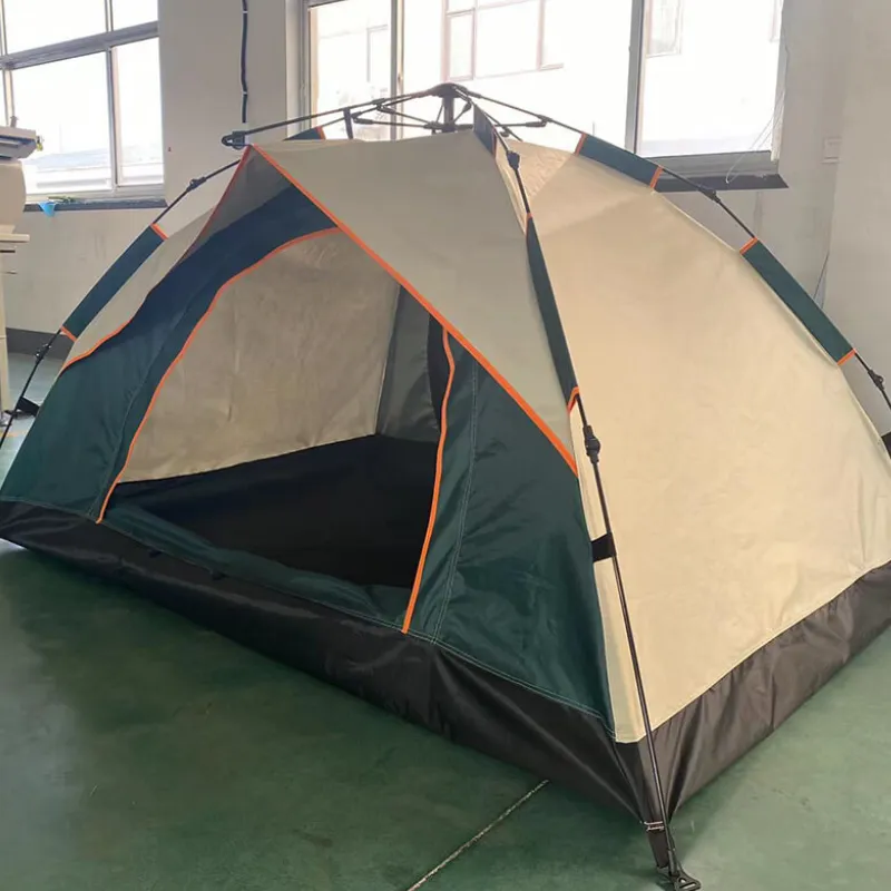 4 Person Green & Beige Double Layer Outdoor Dome Tent - 90.6"L