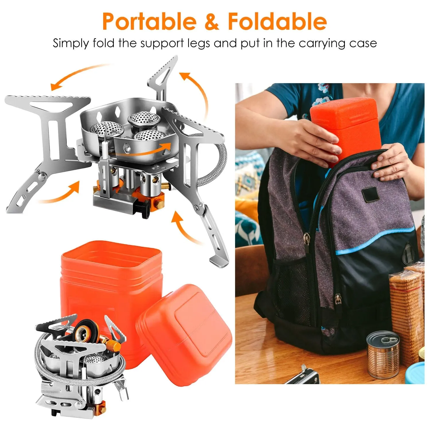 4000W Portable Camping Stove Foldable Powerful Gas Stove Backpacking Burner