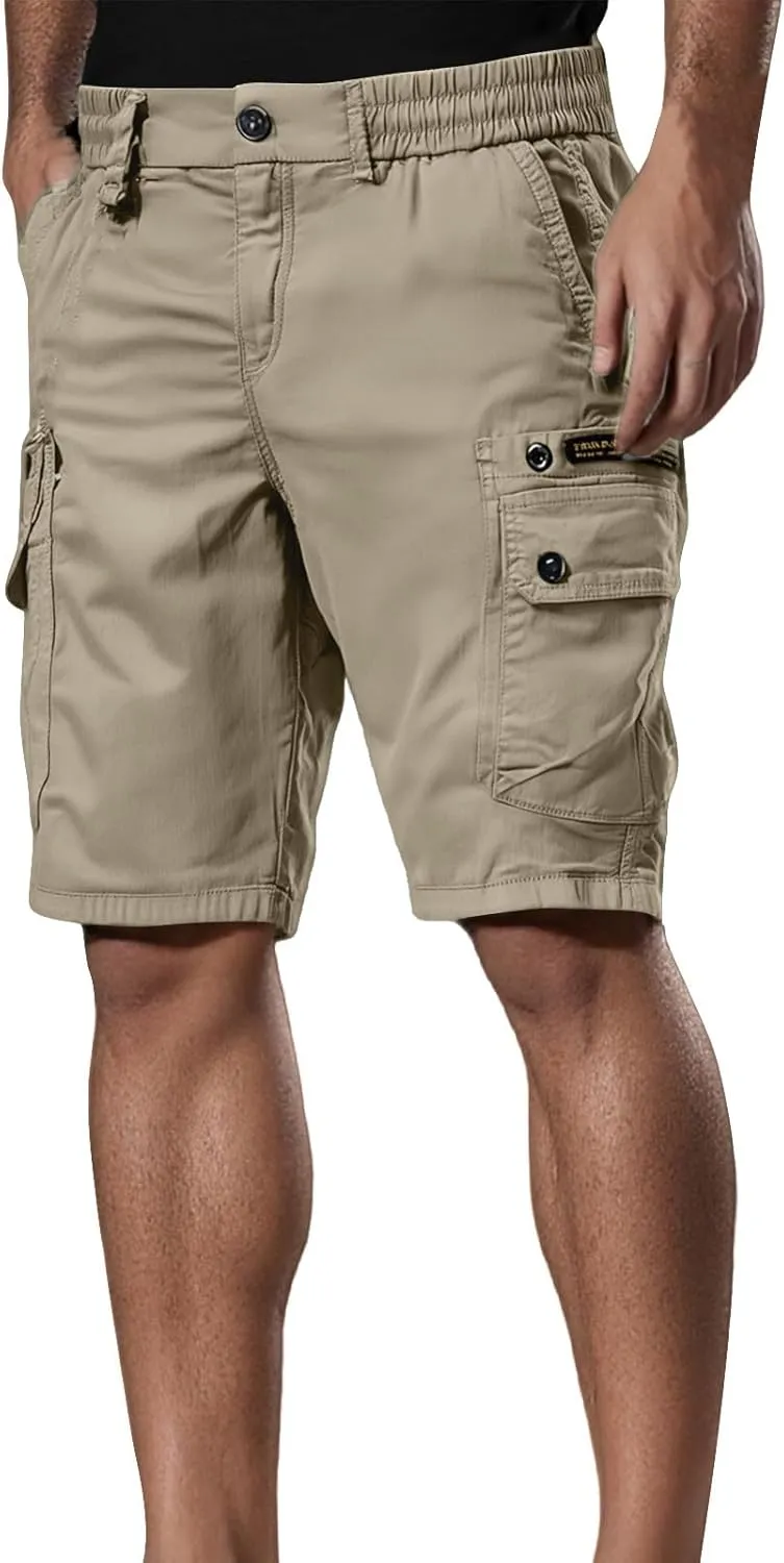 ADHOWBEW Hiking Shorts Men Tactical Summer Below Knee Relaxed Carpenter with Cell Phone Pocket Stretch Trunks