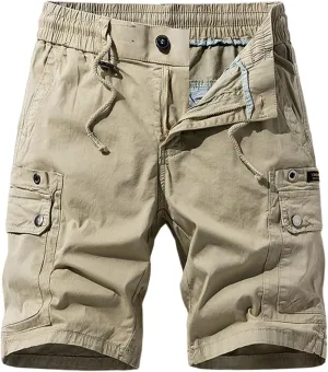 ADHOWBEW Hiking Shorts Men Tactical Summer Below Knee Relaxed Carpenter with Cell Phone Pocket Stretch Trunks