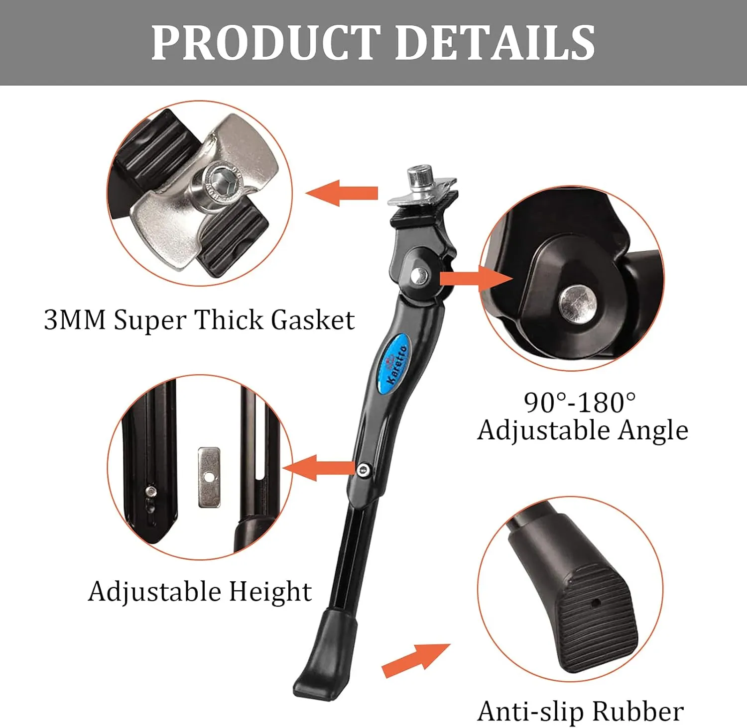Adjustable Aluminum Alloy Bicycle Kickstand - Center Mount, Supports 16-22 Inch Mountain & Road Bikes