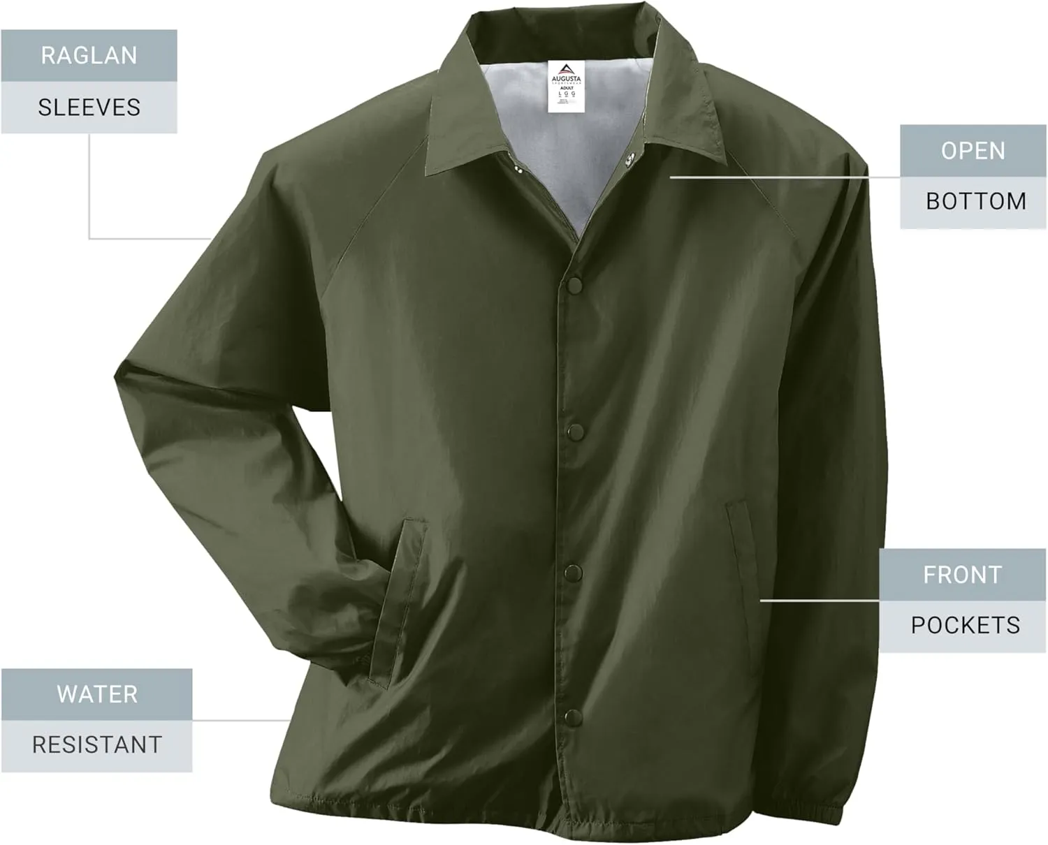 Augusta Sportswear Nylon Coach's Jacket/Lined - Rain-Ready, Water-Resistant Outerwear for Coaches & Outdoor Activities