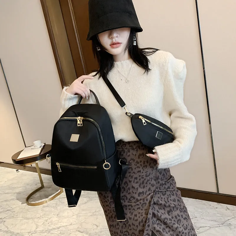 Backpack Women's Korean-Style Fashion Waterproof Nylon Schoolbag Large Capacity
