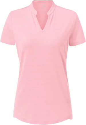 BGOWATU Womens Golf Polo Shirts Short Sleeve V-Neck Collarless Tennis T-Shirt Quick Dry Lightweight Tops