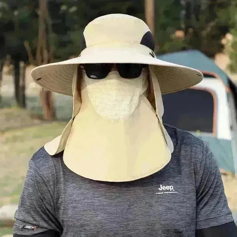 Big Brim Protective Caps Summer Face Cover Sun-proof Mountaineering Bucket Hat