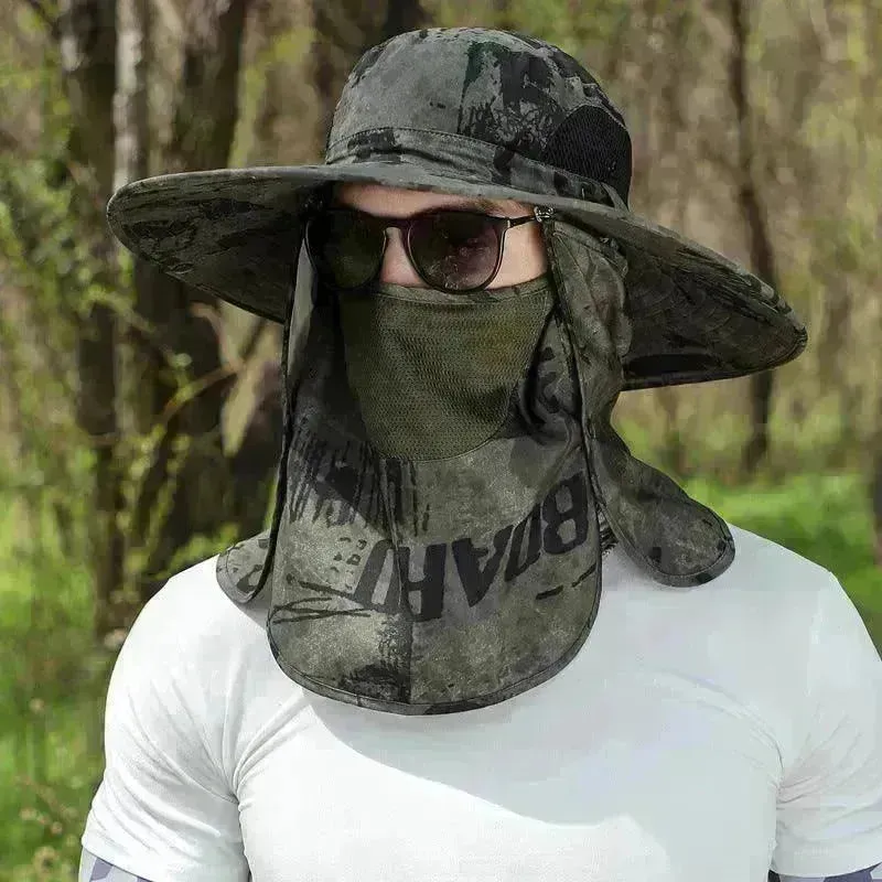 Big Brim Protective Caps Summer Face Cover Sun-proof Mountaineering Bucket Hat
