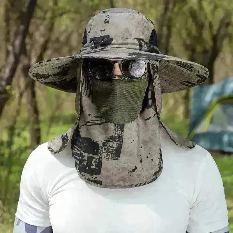 Big Brim Protective Caps Summer Face Cover Sun-proof Mountaineering Bucket Hat