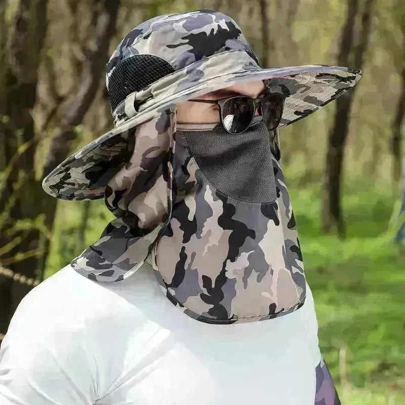 Big Brim Protective Caps Summer Face Cover Sun-proof Mountaineering Bucket Hat