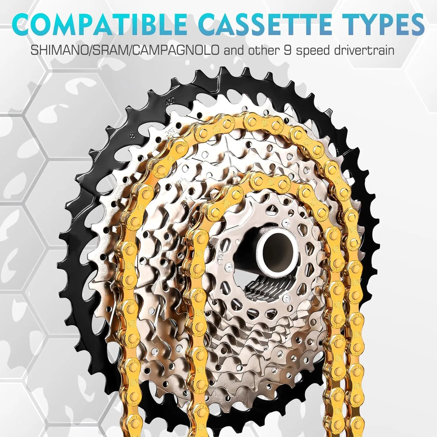 BUCKLOS 6/7/8/9/10/11/12 Speed Bike Chain,Bicycle Chain for Road Bike/E-Bike/Mountain Bike/MTB/Shimano SRAM,Half/Full Hollow Bike Chain Silver/Gold 1/2 x 11/128 Inch 116 Links with Quick Link