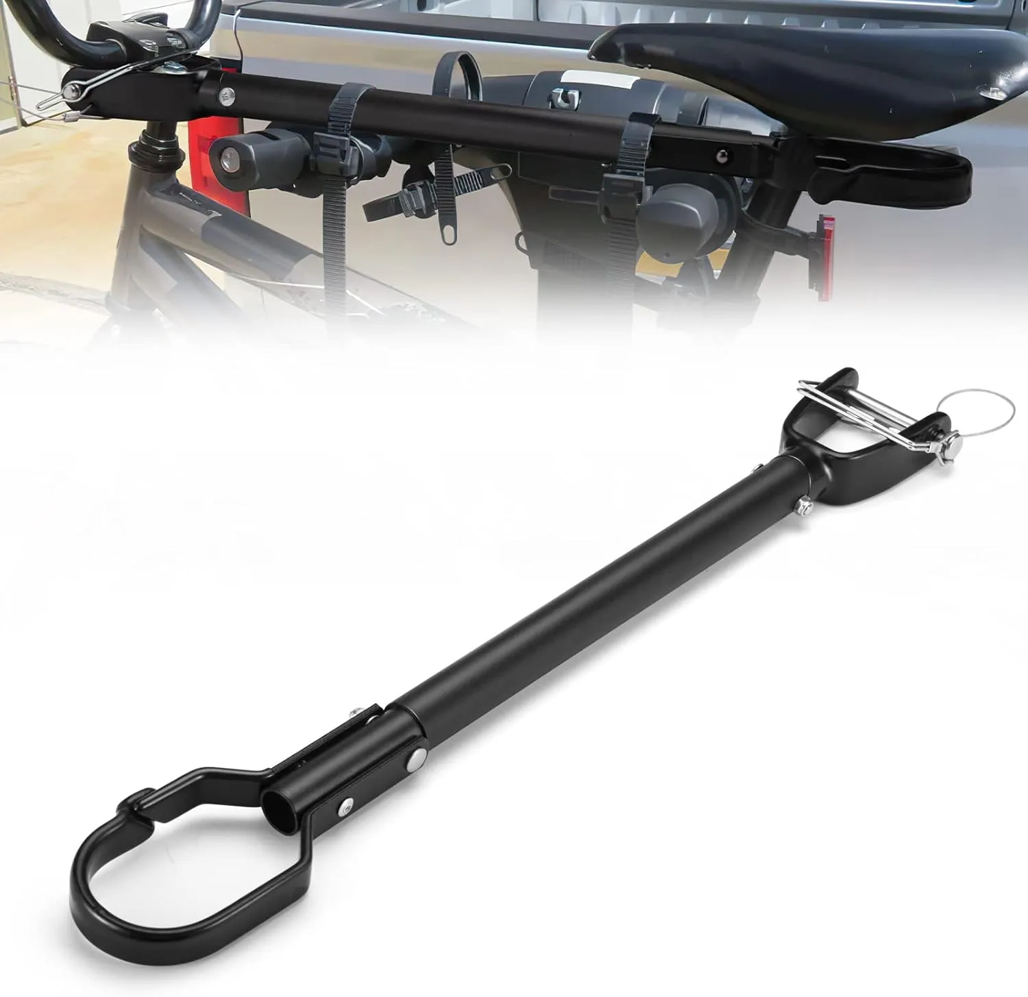 BUNKER INDUST Bike Bar Adapter Bike Rack, Bicycle Top Tube Cross Bar Rack Adjustable Bike Frame for Bike and Ebike, Wight Capacity 70 LBS