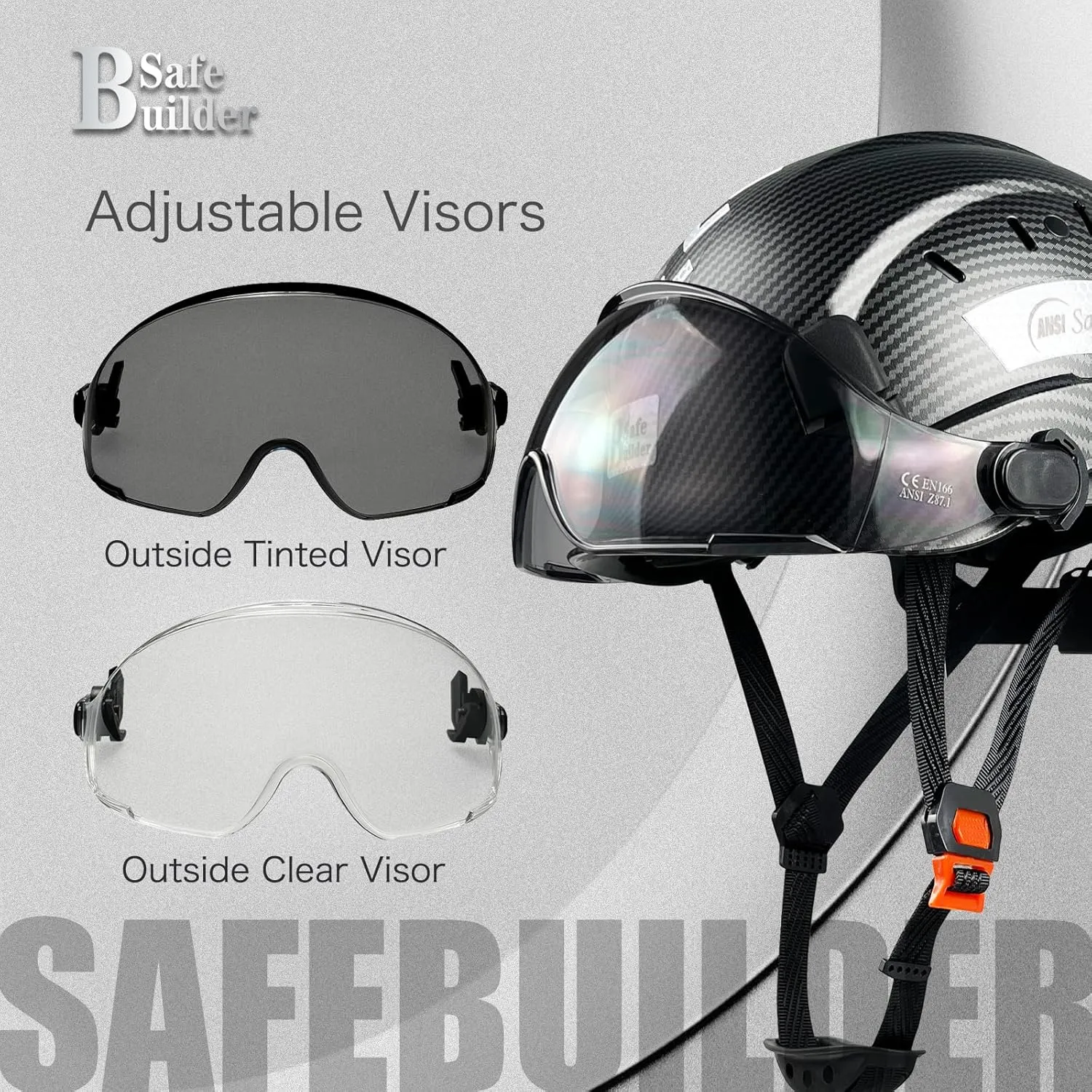 Construction Safety Helmet with Visor ABS Hard Hat Adjustable Ventilation Hardhats Industrial Work Head Protection for Men Certified ANSI/ISEA Z89.1