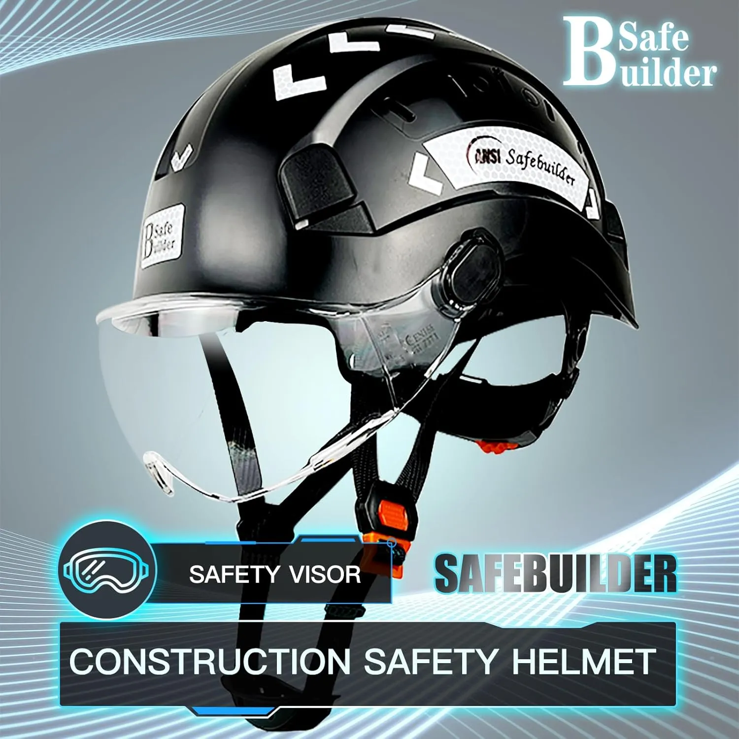 Construction Safety Helmet with Visor ABS Hard Hat Adjustable Ventilation Hardhats Industrial Work Head Protection for Men Certified ANSI/ISEA Z89.1