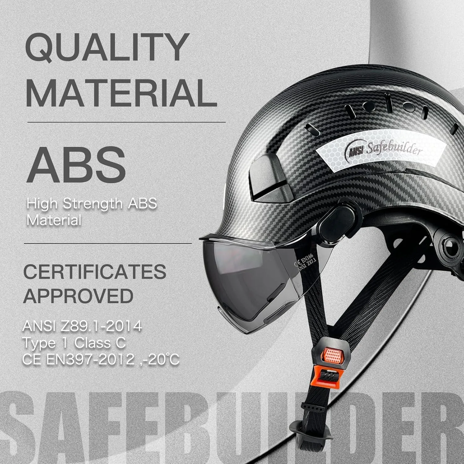 Construction Safety Helmet with Visor ABS Hard Hat Adjustable Ventilation Hardhats Industrial Work Head Protection for Men Certified ANSI/ISEA Z89.1