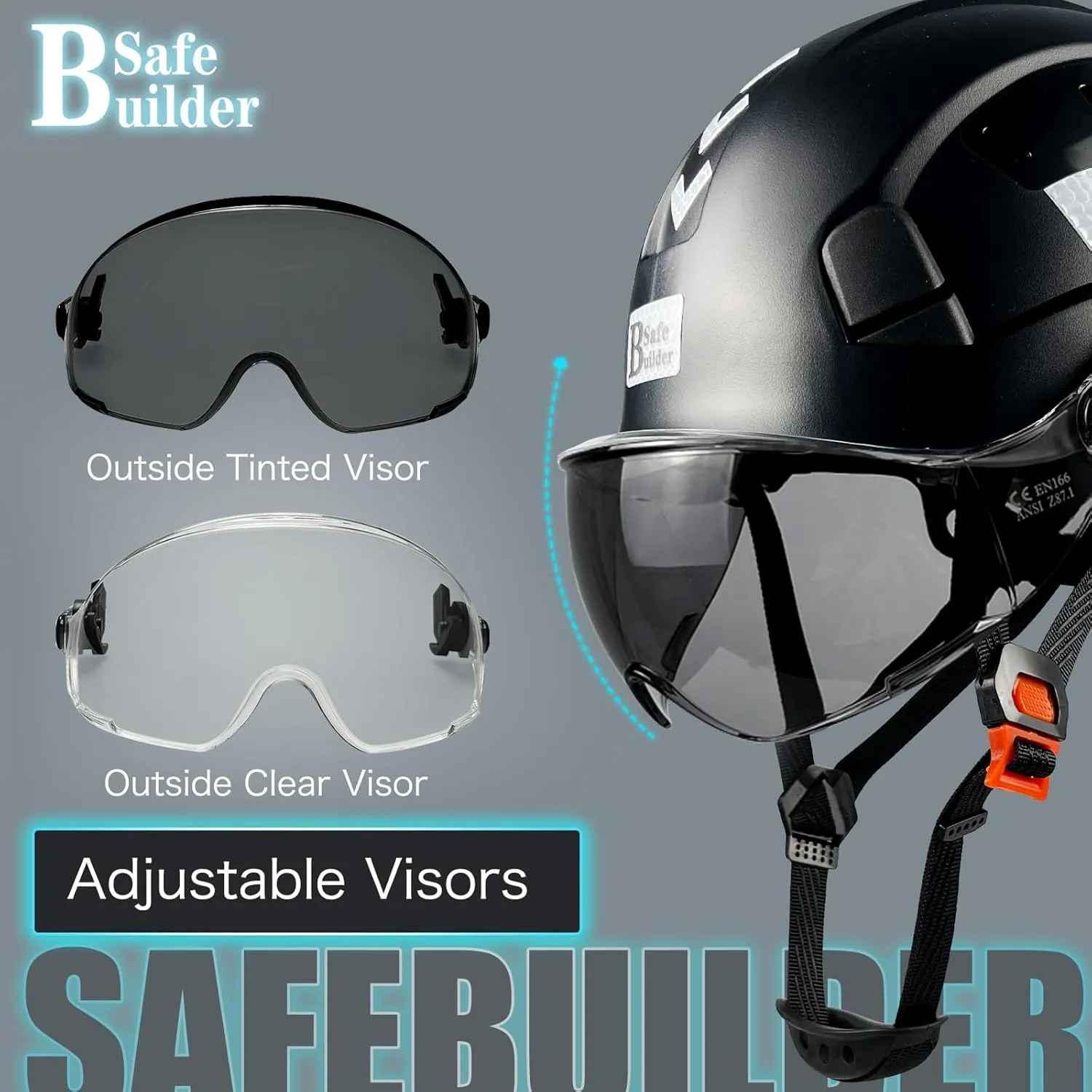 Construction Safety Helmet with Visor ABS Hard Hat Adjustable Ventilation Hardhats Industrial Work Head Protection for Men Certified ANSI/ISEA Z89.1