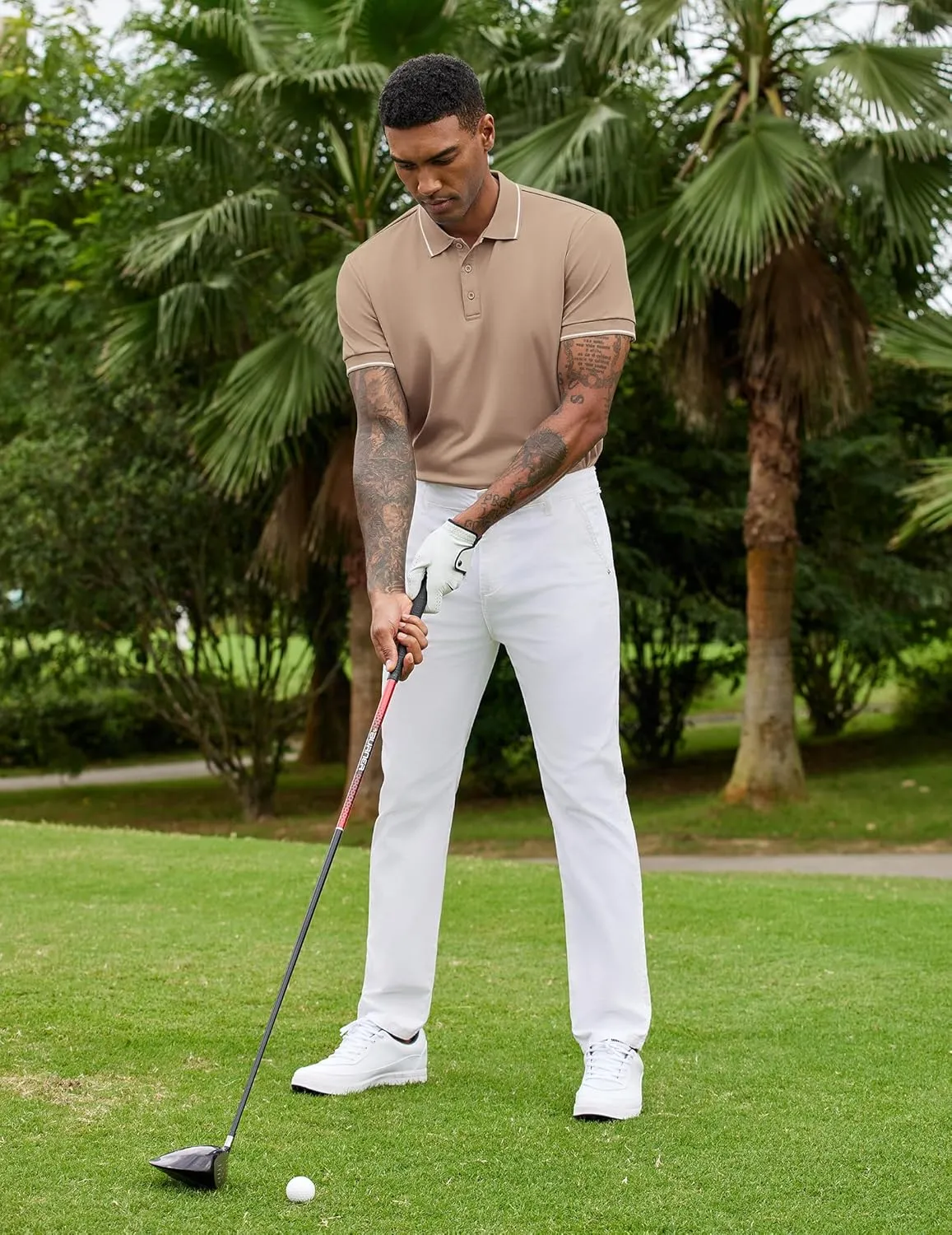 COOFANDY Mens Polo Shirts Short Sleeve Golf Polo Button Pullover Casual Contrast Color Basic T Shirt Ribbed Collar