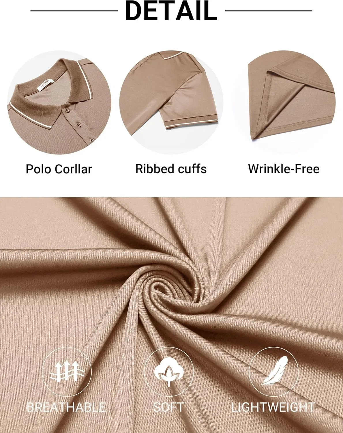 COOFANDY Mens Polo Shirts Short Sleeve Golf Polo Button Pullover Casual Contrast Color Basic T Shirt Ribbed Collar