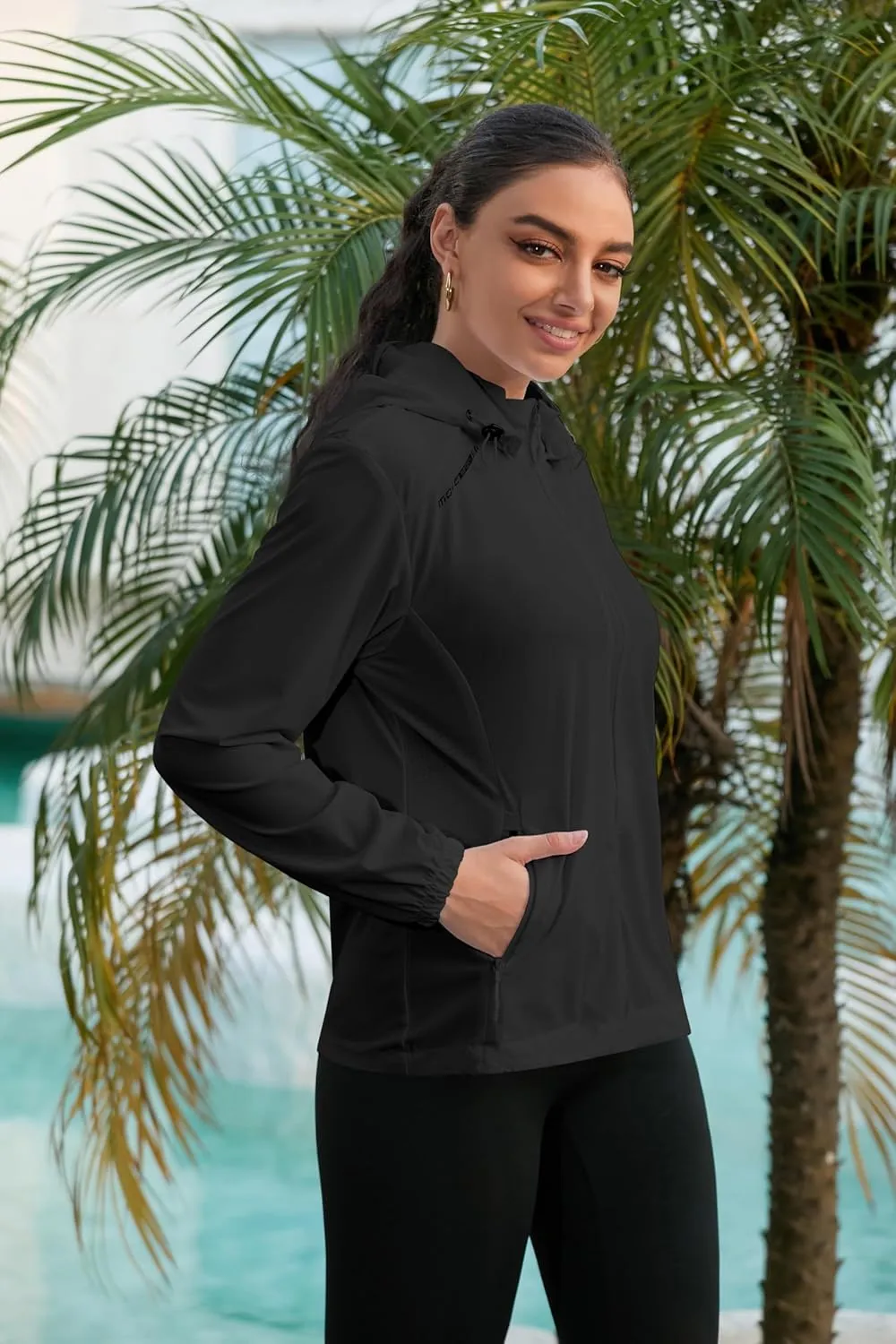 Cromoncent Women's UPF 50  Sun Protection Jacket Hooded Cooling Shirt for Women with Pocket