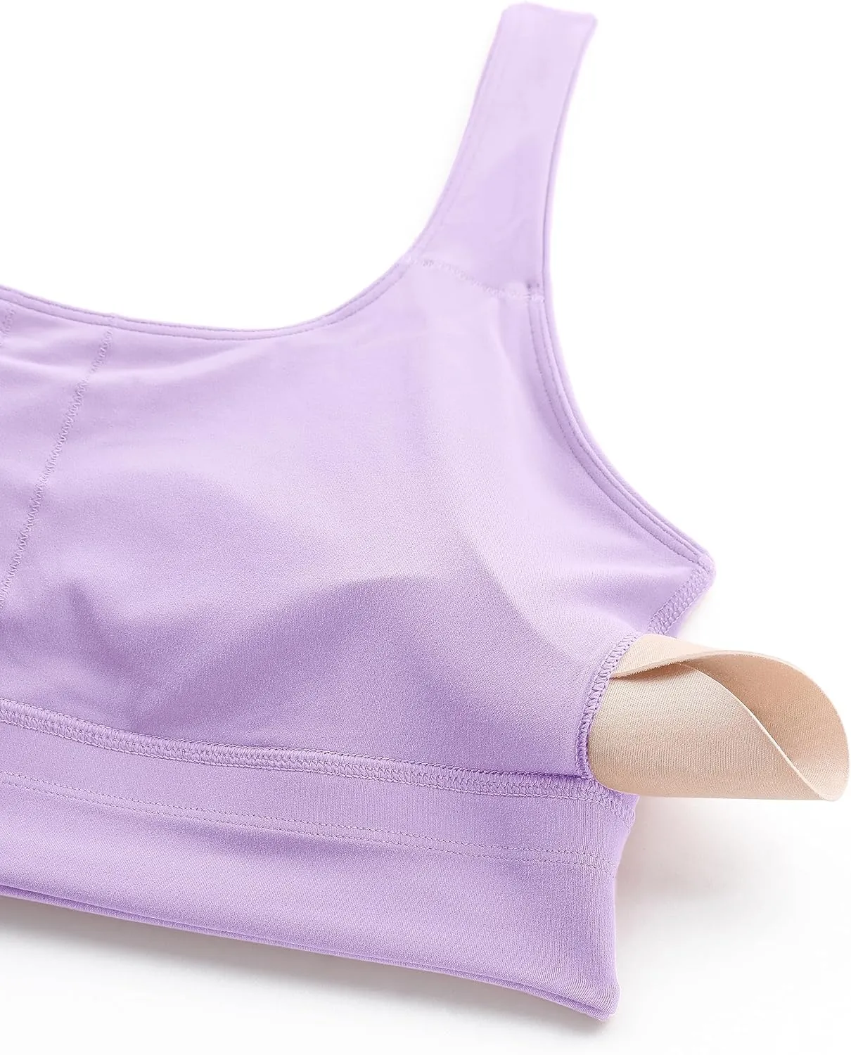CRZ YOGA Butterluxe Womens U Back Sports Bra - Scoop Neck Padded Low Impact Yoga Clothes Workout Crop Top with Built in Pads