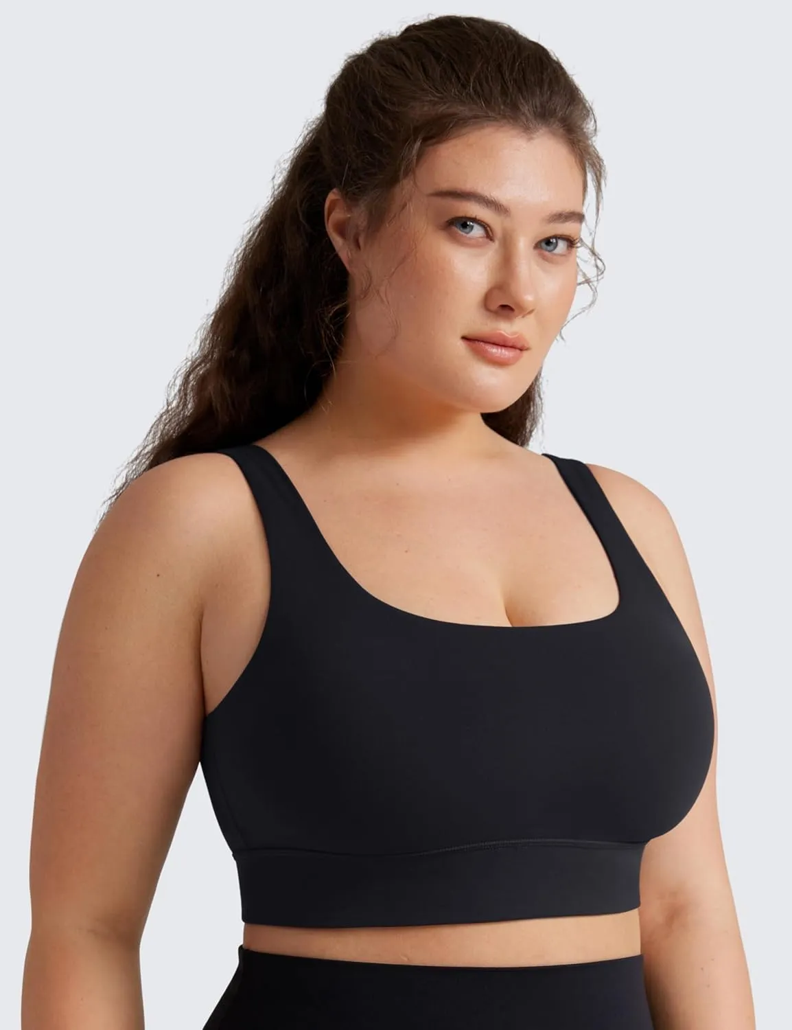 CRZ YOGA Butterluxe Womens U Back Sports Bra - Scoop Neck Padded Low Impact Yoga Clothes Workout Crop Top with Built in Pads
