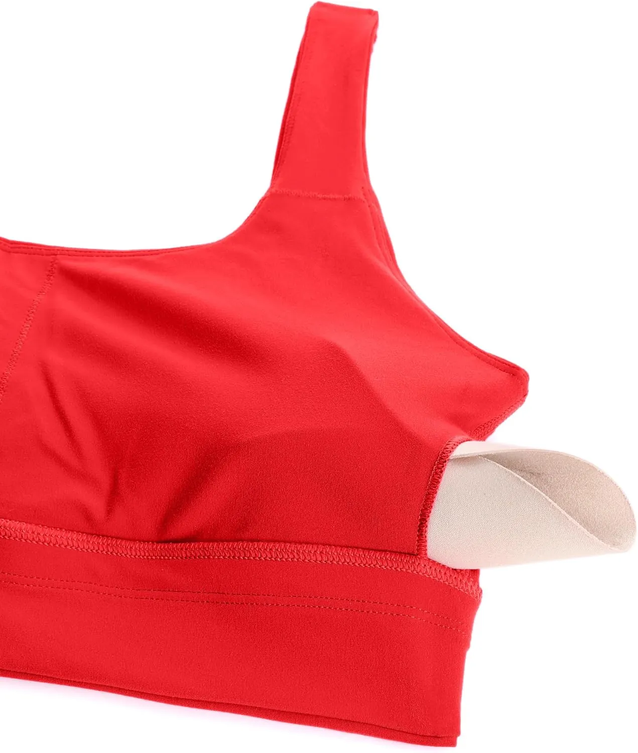 CRZ YOGA Butterluxe Womens U Back Sports Bra - Scoop Neck Padded Low Impact Yoga Clothes Workout Crop Top with Built in Pads