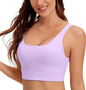 CRZ YOGA Butterluxe Womens U Back Sports Bra - Scoop Neck Padded Low Impact Yoga Clothes Workout Crop Top with Built in Pads