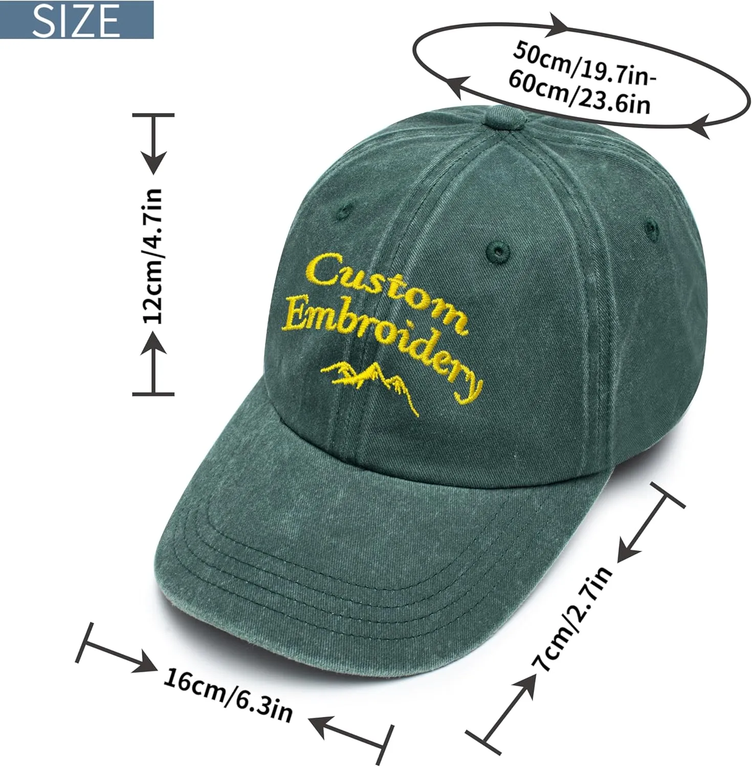 Custom Embroidered Hats, Personalized Embroidery Baseball Caps Add Your Logo Text Gift for Men Women