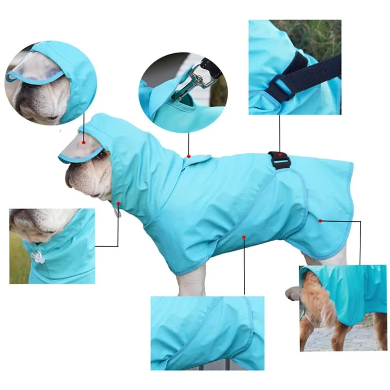 Dog Raincoat Waterproof Soft PU Breathable Dog Rain Jacket With Hood