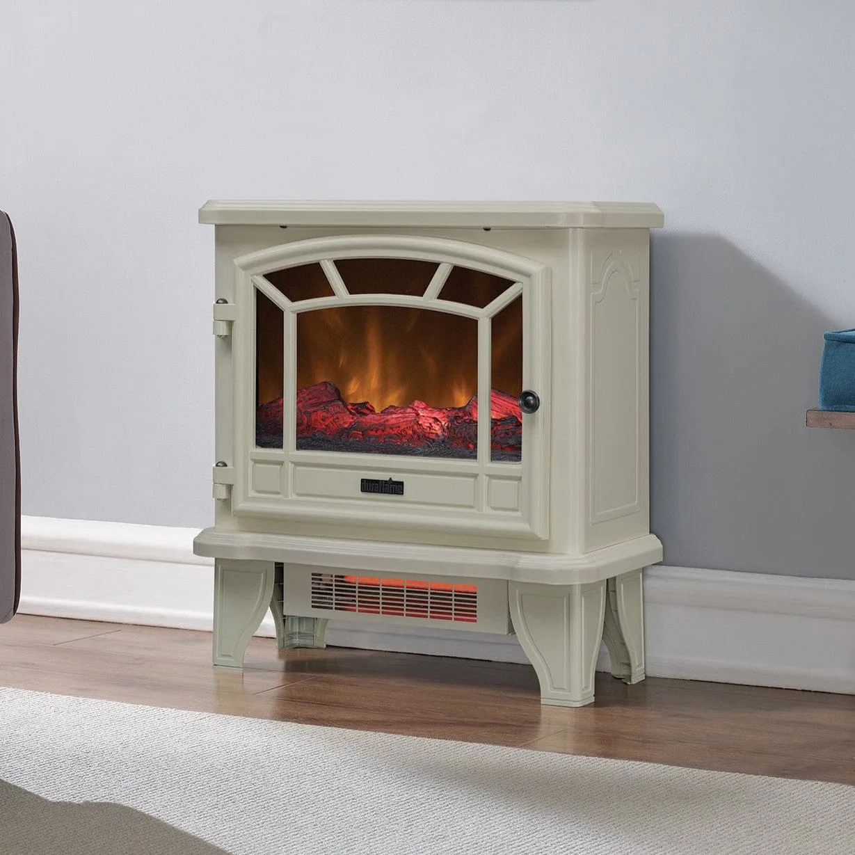 Duraflame 550 Cream Infrared Freestanding Electric Fireplace Stove with Remote Control