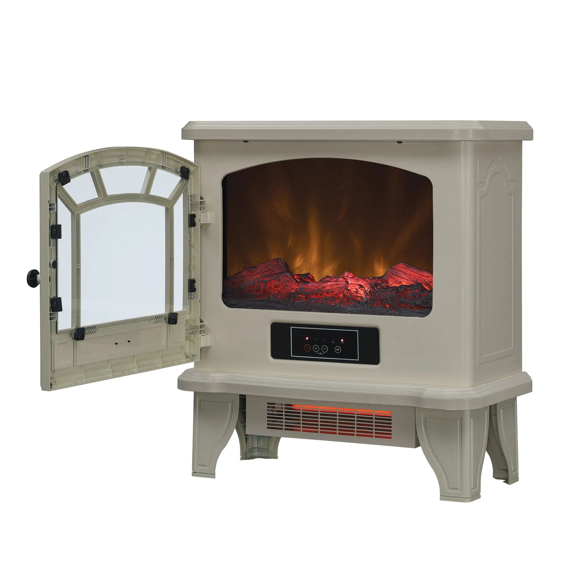 Duraflame 550 Cream Infrared Freestanding Electric Fireplace Stove with Remote Control