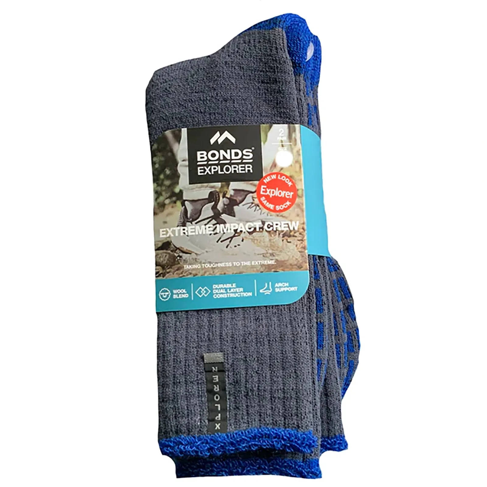 Explorer 5 Pair Extreme Impact Crew Mens Work Thick Wool Socks Navy SZSC2W Bulk Bonds