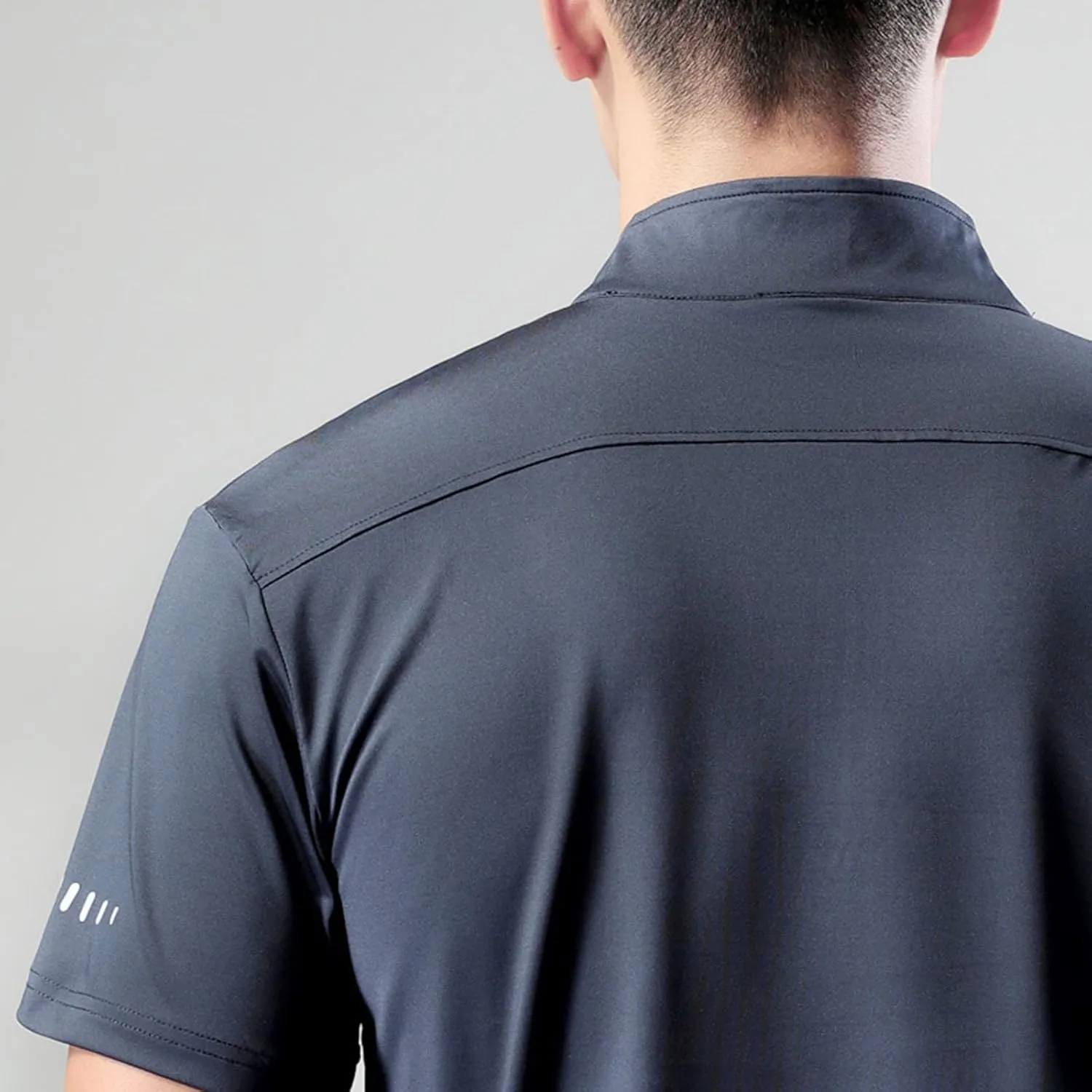 Generic Men's Sports Shirt 1/4 Zip Pullover Casual Short Sleeves Slim Fit Running Training Mock Neck Solid Golf Blouse