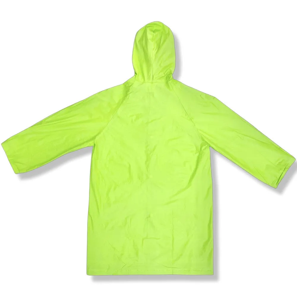 Green Smiley Full Sleeves Hooded Raincoat
