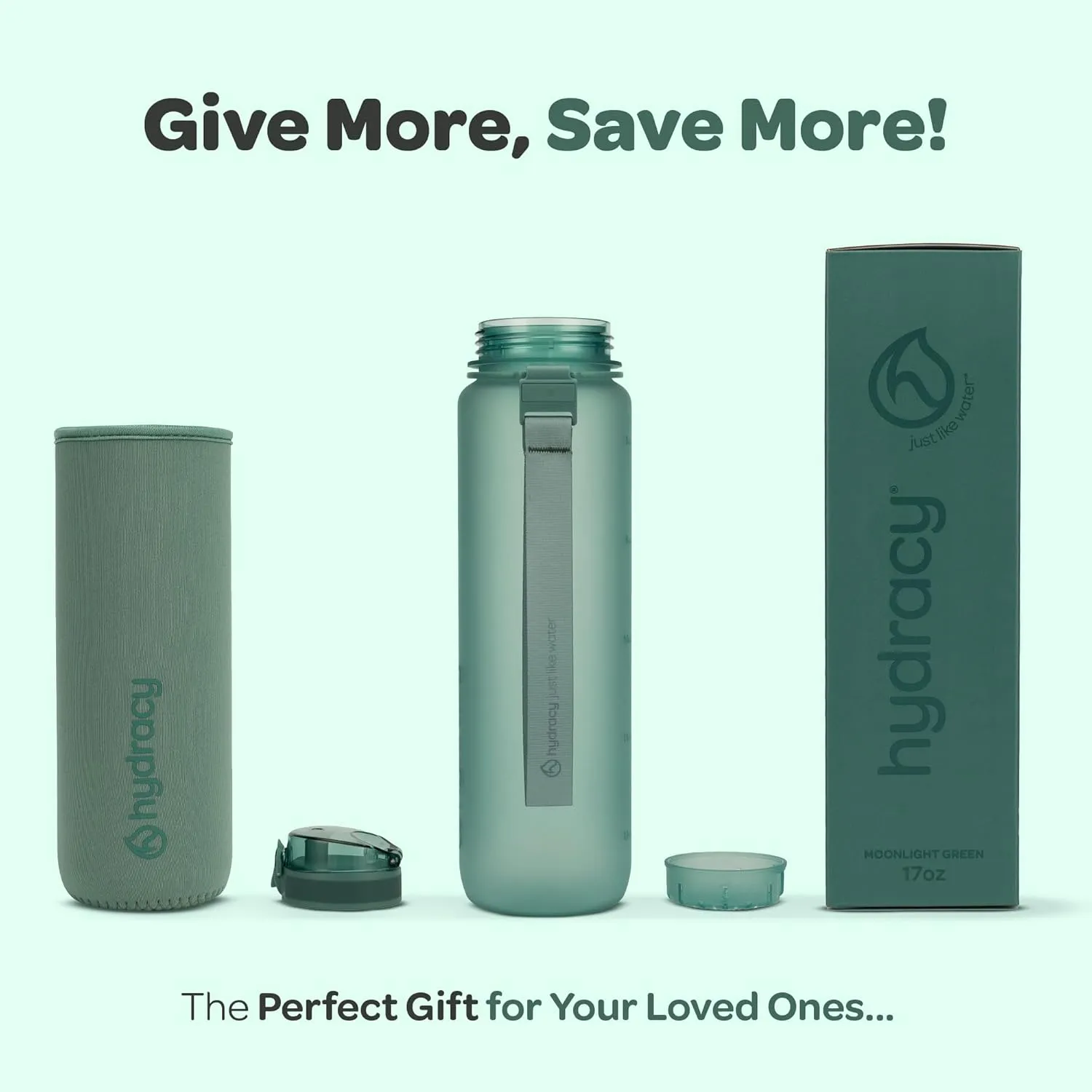 Hydracy Water Bottle with Time Marker -Large BPA Free Water Bottle & No Sweat Sleeve -Leak Proof Gym Bottle with Fruit Infuser Strainer & Times to Drink -Ideal for Fitness Sports & Outdoors