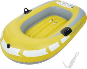 Inflatable Fishing Boat ONE Person Rowing Aircraft for Fishing Yellow PVC