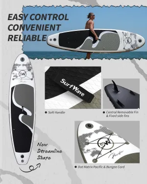 Kaimei Inflatable Paddle Board 11'&34"x6" SUP for Beginners, All-Around Travel & Touring, Includes Accessories - Black/Grey