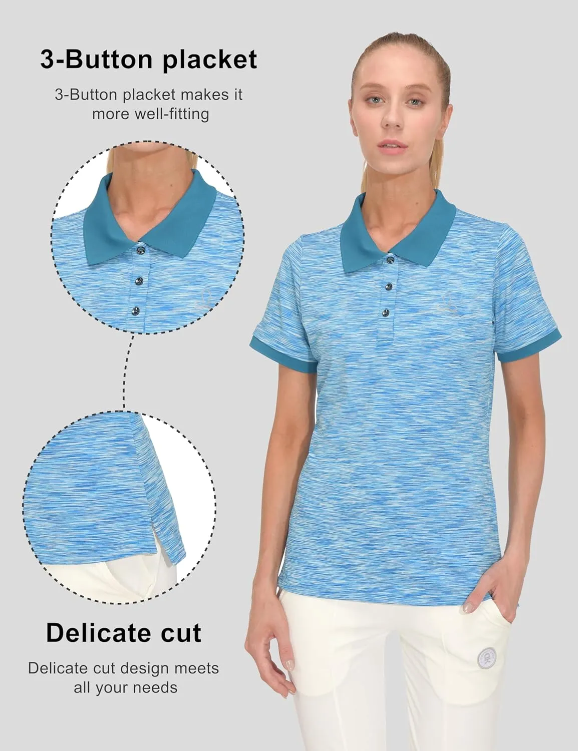 Little Donkey Andy Women's Golf Polo UPF 50  Stretch Quick Dry Lightweight Tennis Collared Shirt