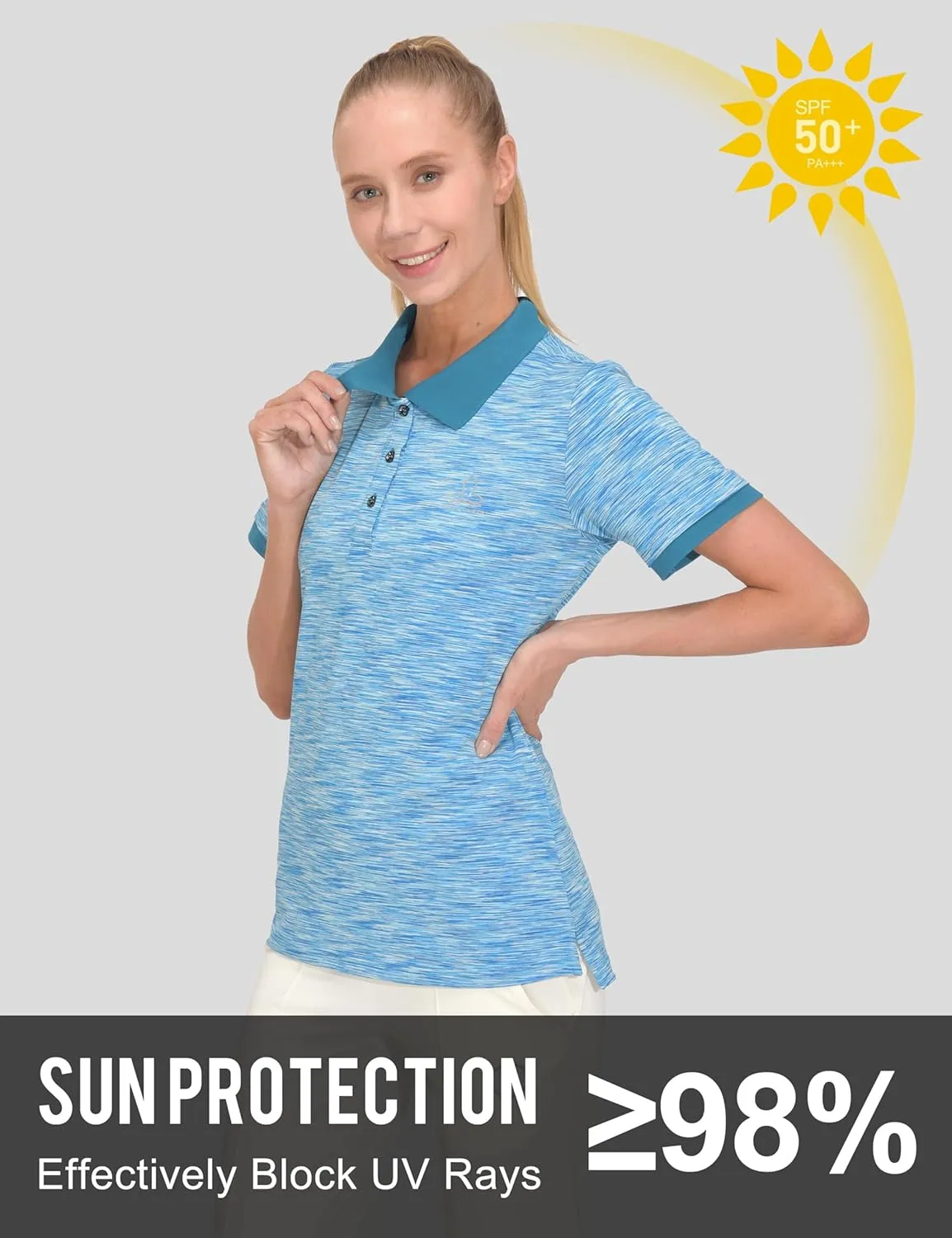 Little Donkey Andy Women's Golf Polo UPF 50  Stretch Quick Dry Lightweight Tennis Collared Shirt