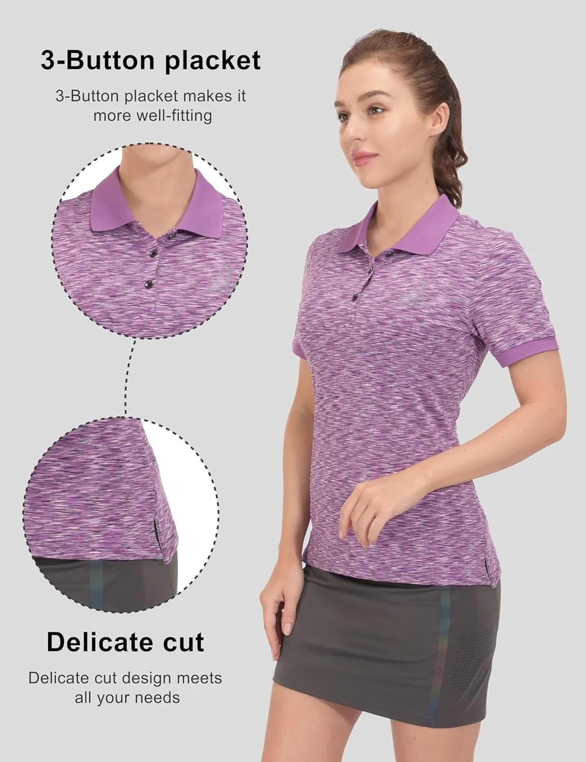 Little Donkey Andy Women's Golf Polo UPF 50  Stretch Quick Dry Lightweight Tennis Collared Shirt