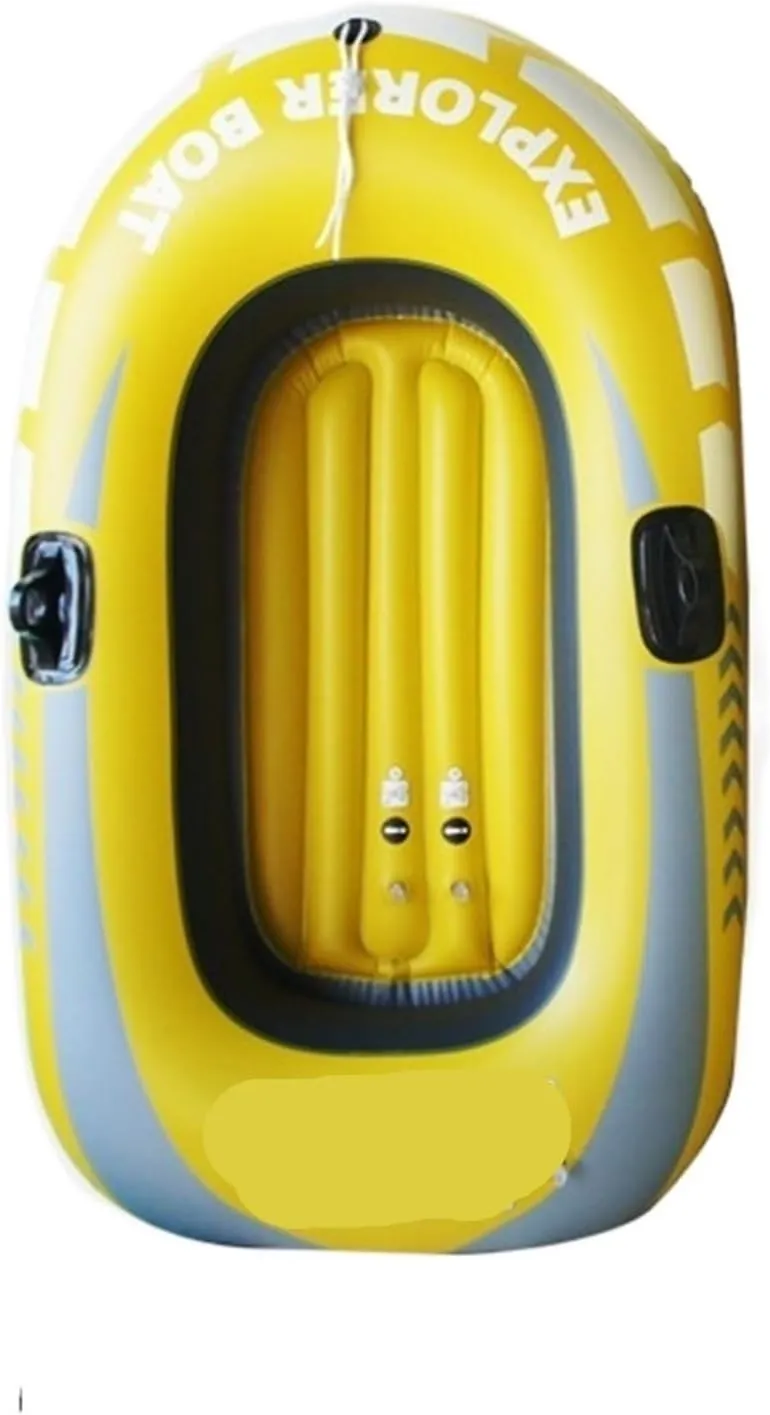 Lnflatable Boat Inflatable Canoe 1~2 Person Rowing Air Boat Fishing Boat Summer Rubber Boat PVC Thickened Rafting Boat Comfortable (Yellow 1 Man Boat)