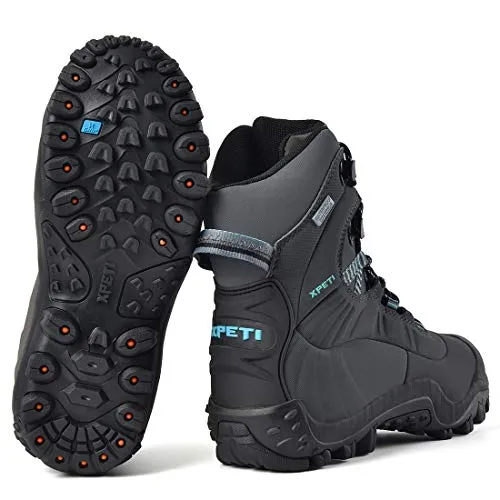 Manfen Women's Hiking Lightweight Waterproof Hunting Ankle Support Boots, Gray/Sky Blue, 10
