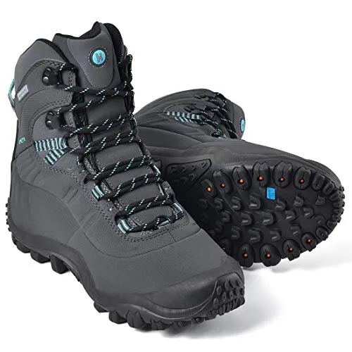 Manfen Women's Hiking Lightweight Waterproof Hunting Ankle Support Boots, Gray/Sky Blue, 10